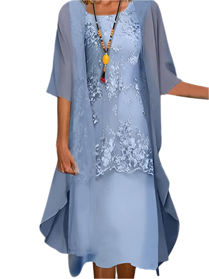 Ivy | Women Flowing Sheer Sleeve Midi Dress