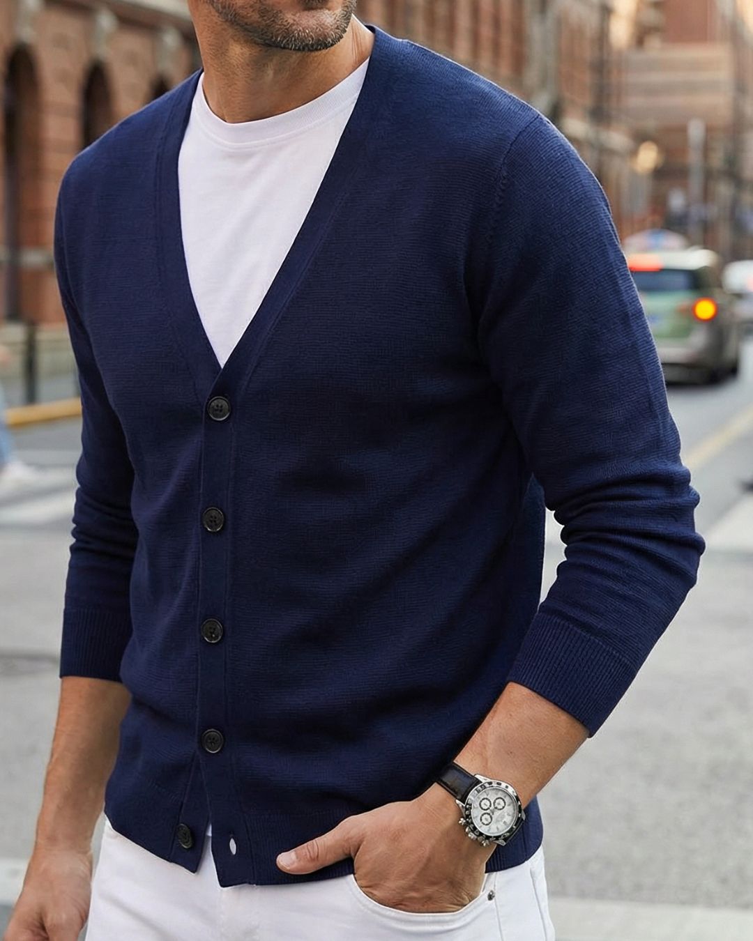 ARTHUR | CLASSIC V-NECK BUTTON-FRONT KNIT CARDIGAN