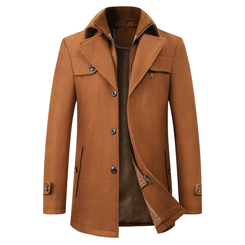 Michael | Men’s Elegant Winter Long Button Overcoat