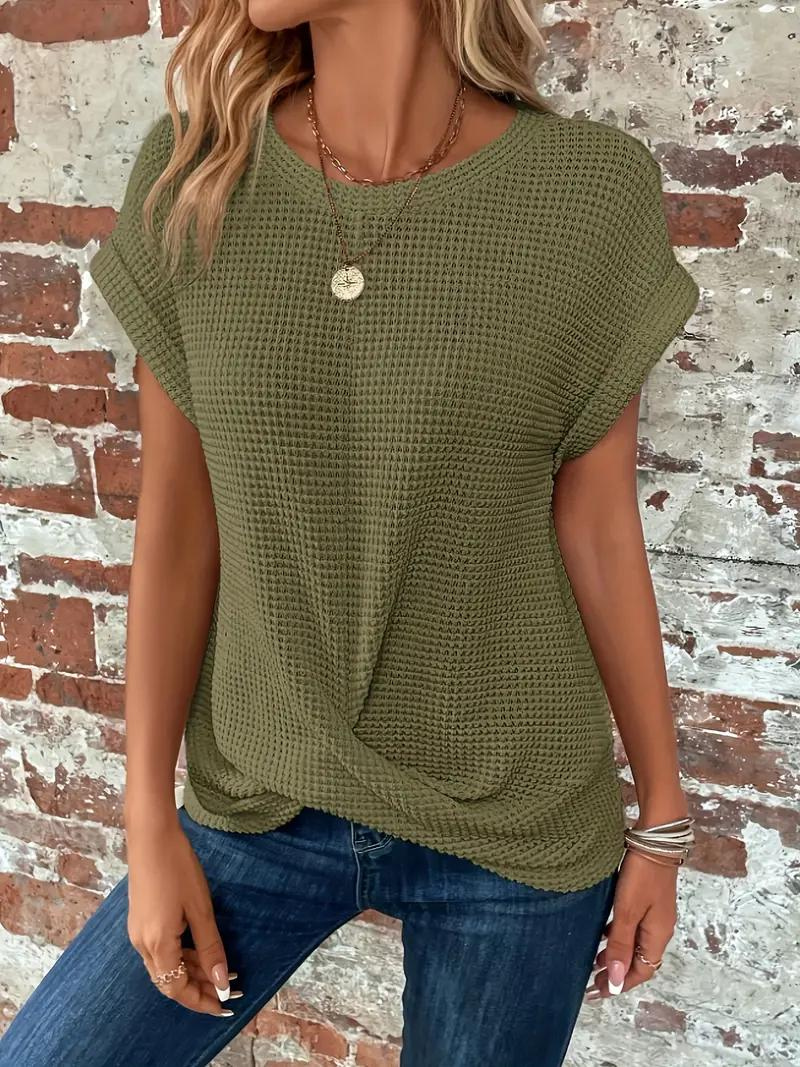 Lucinda - Twist-Hem Waffle Tee