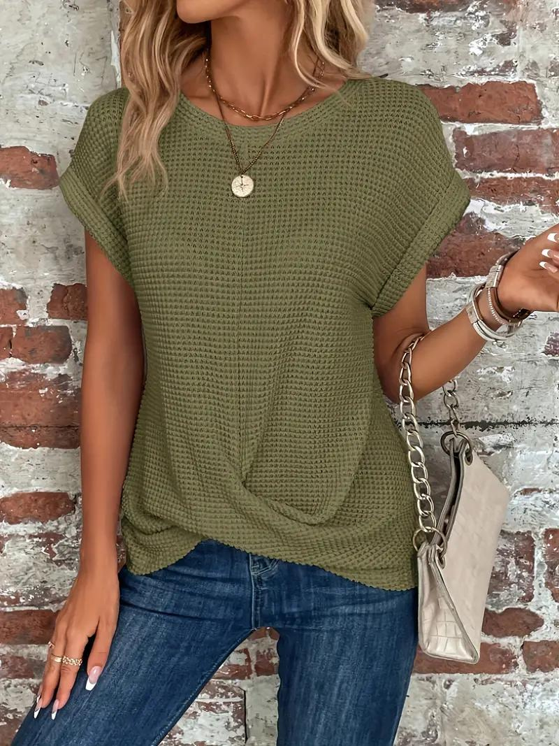 Lucinda - Twist-Hem Waffle Tee