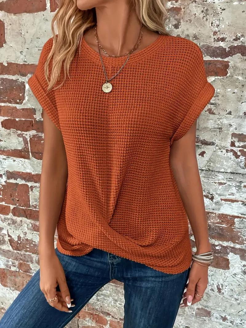 Lucinda - Twist-Hem Waffle Tee