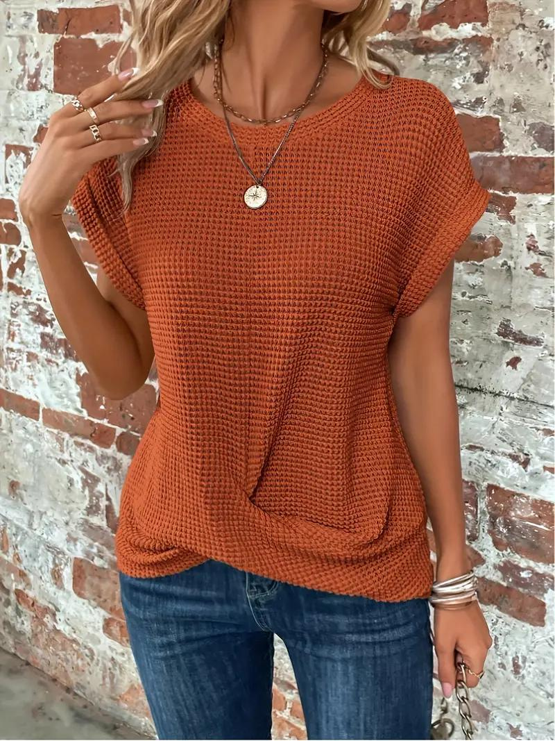 Lucinda - Vaffel-T-shirt med Snoet Kant
