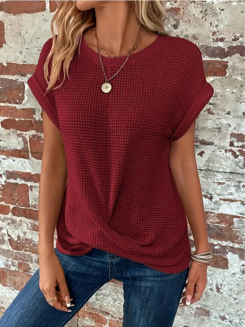 Lucinda - Twist-Hem Waffle Tee