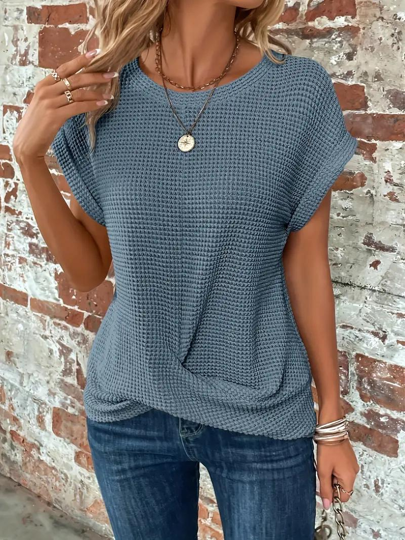 Lucinda - Vaffel-T-shirt med Snoet Kant