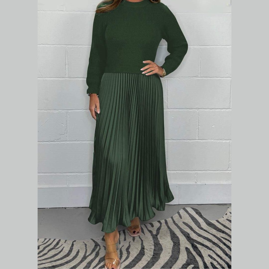 Noemi - Textured Mixed-Media Maxi Dress