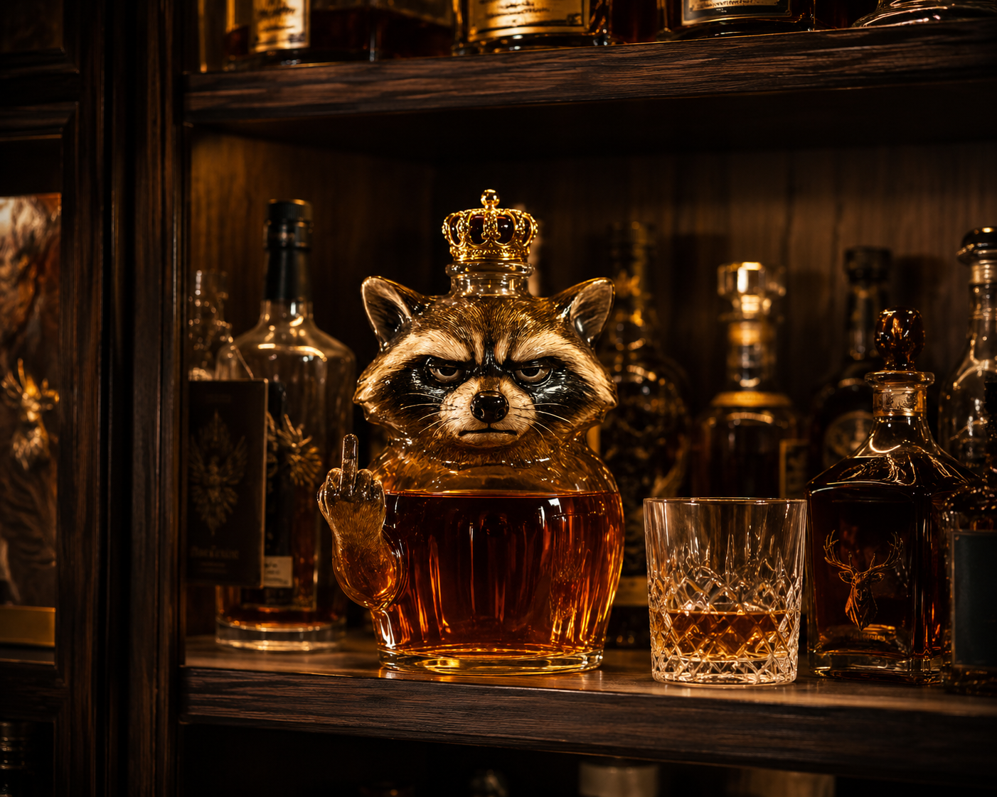 Whiskey Bottle — Raccoon Rebel Edition