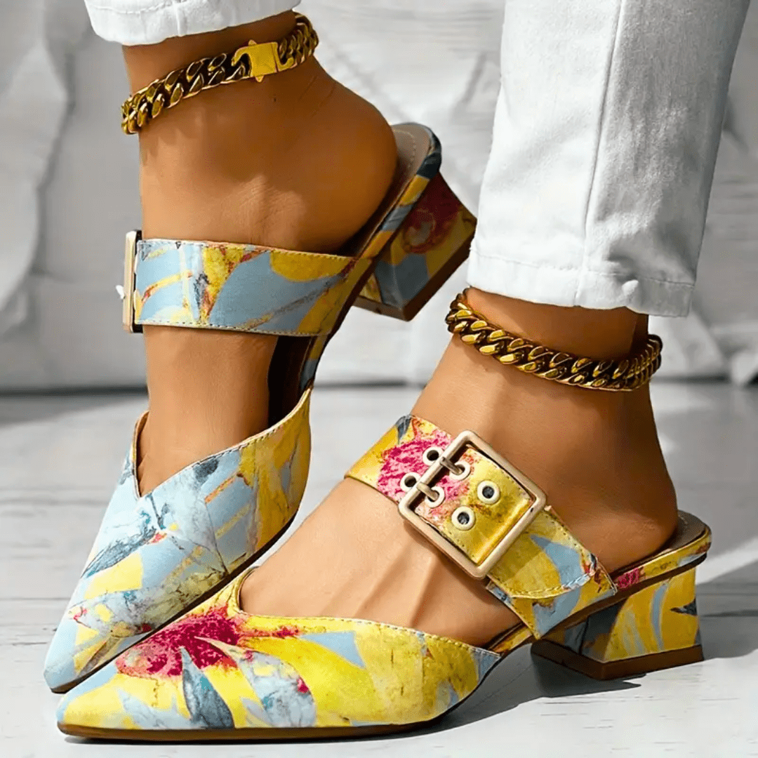 Blythe - Buckle Block Heel Mules