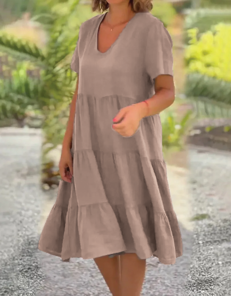 Hynelle - Tiered V-Neck Dress