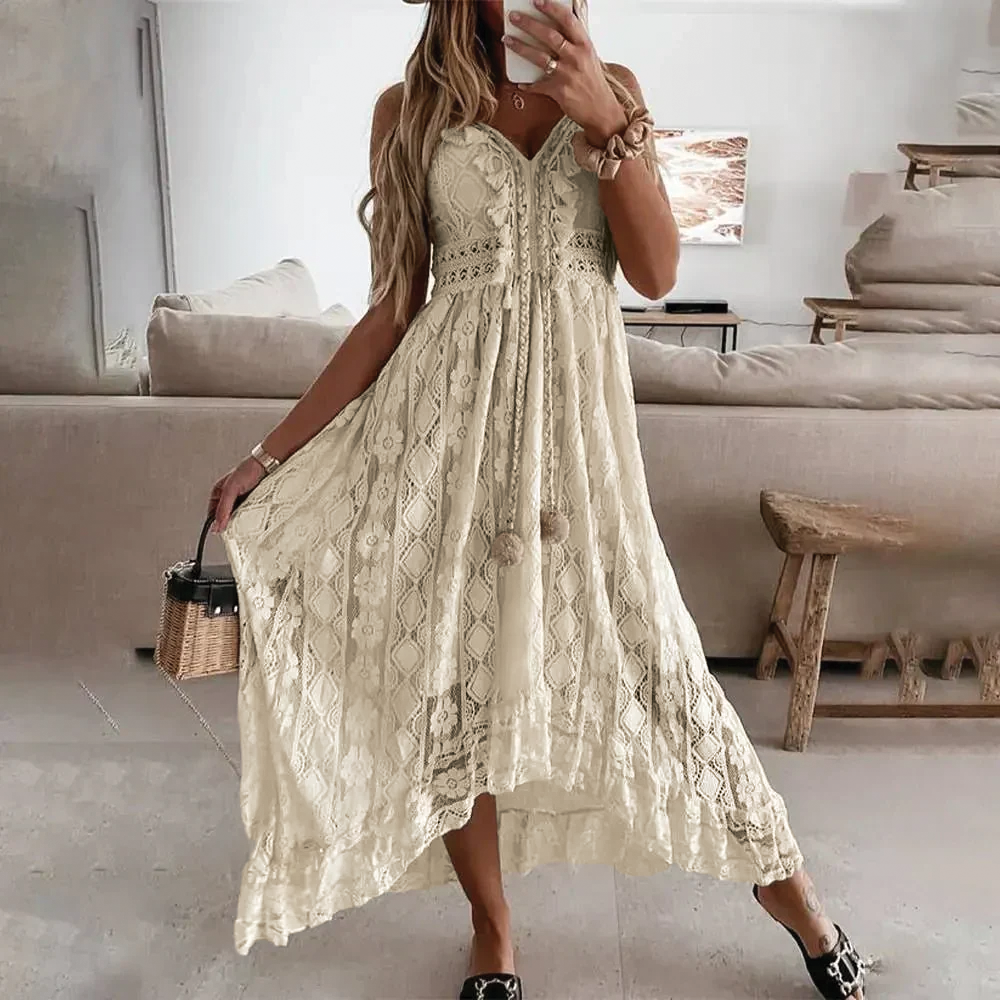 Hylora - Blonde Maxikjole i Boheme-stil