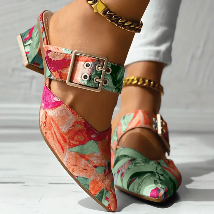Blythe - Buckle Block Heel Mules