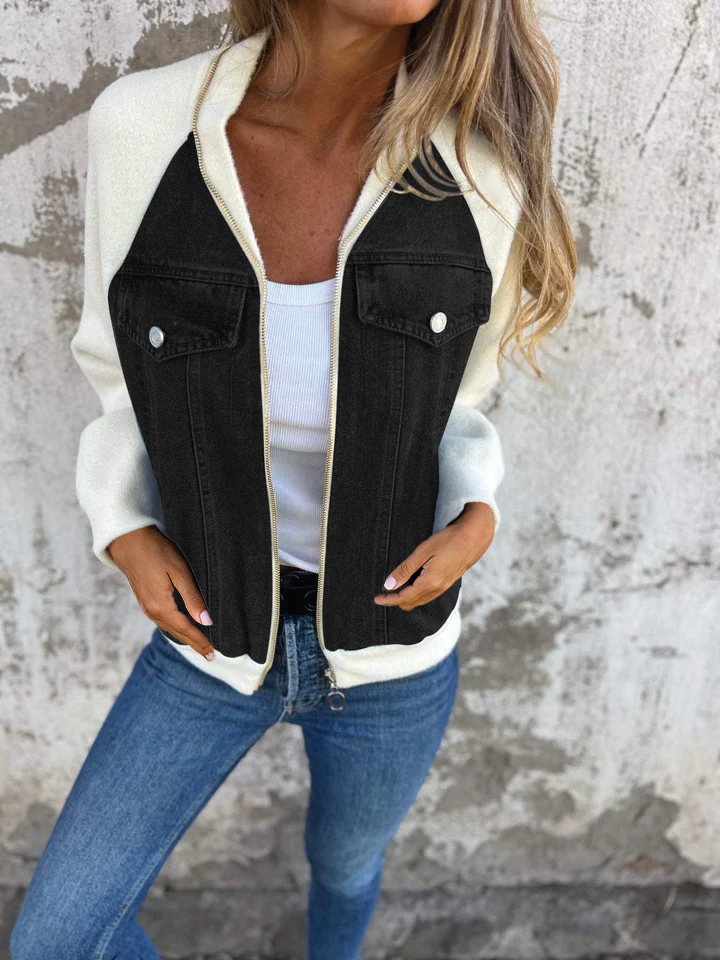 Carys - Lynlås-denimjakke