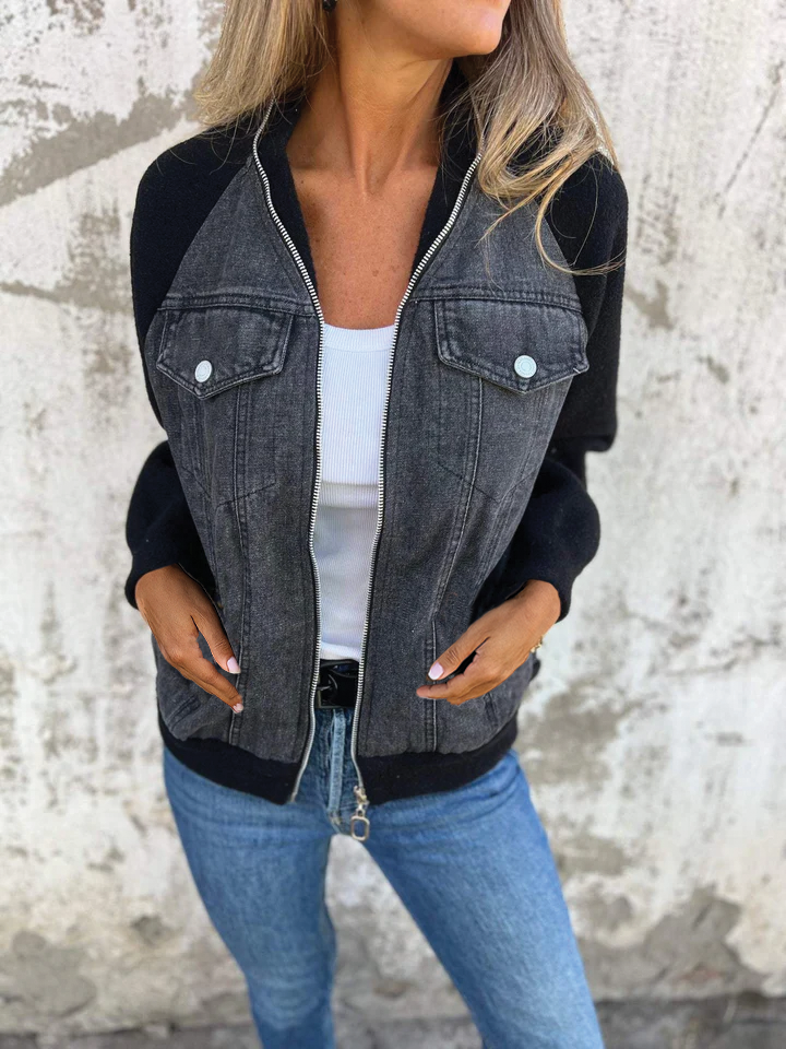 Carys - Lynlås-denimjakke