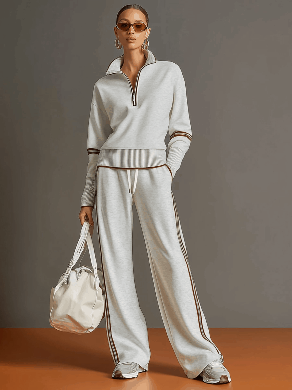 Priscilla - Elegant Sporty Set with Half Zip Sweatshirt