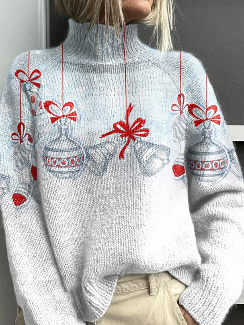 Lotte - Christmas Sweater with Christmas Ornaments and Bows