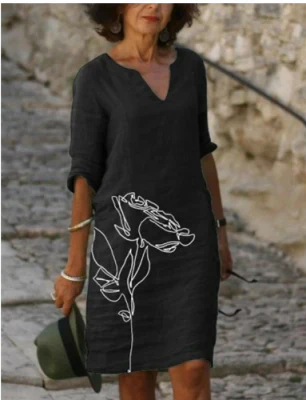 Hailey | Vestido midi floral con cuello en V para mujer