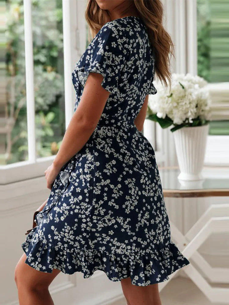 Jynara - Floral Wrap Mini Dress