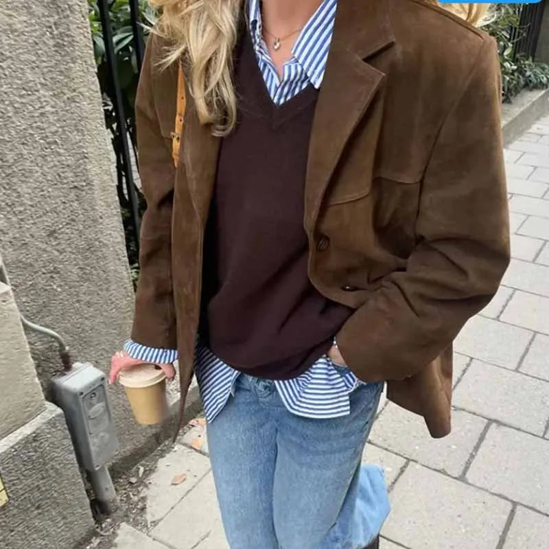 Elysia - Vintage Suede Blazer