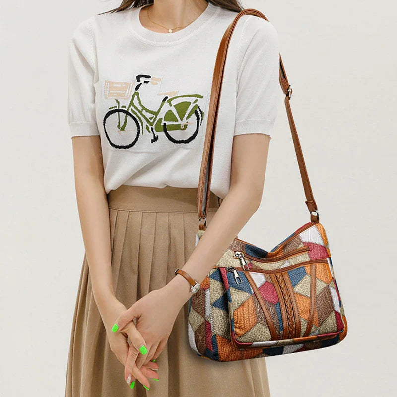 Norixa - Vegan Leather Patchwork Shoulder Bag
