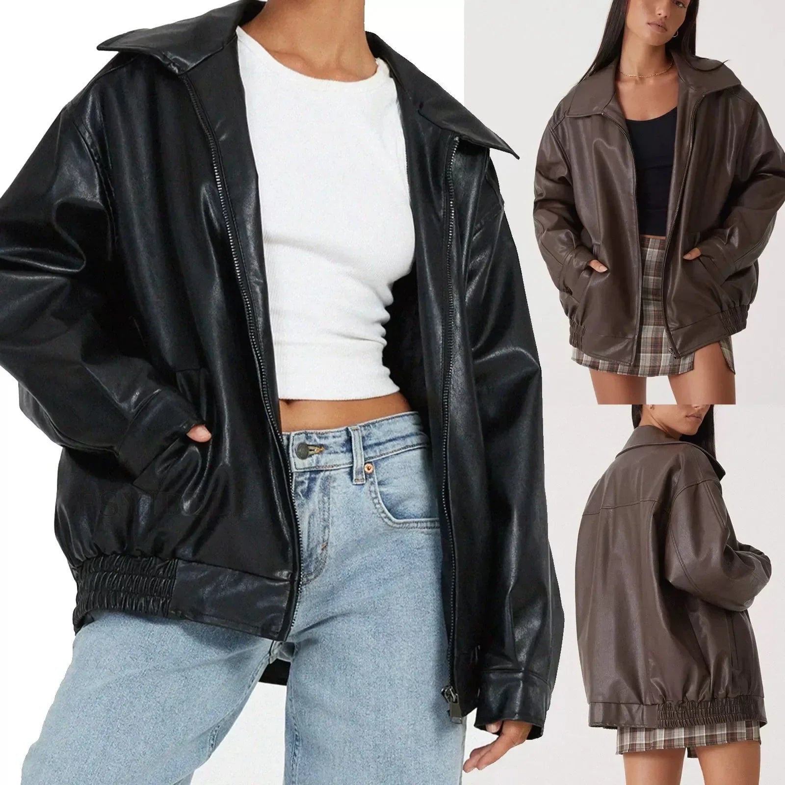 Kristal - Chaqueta de cuero extragrande