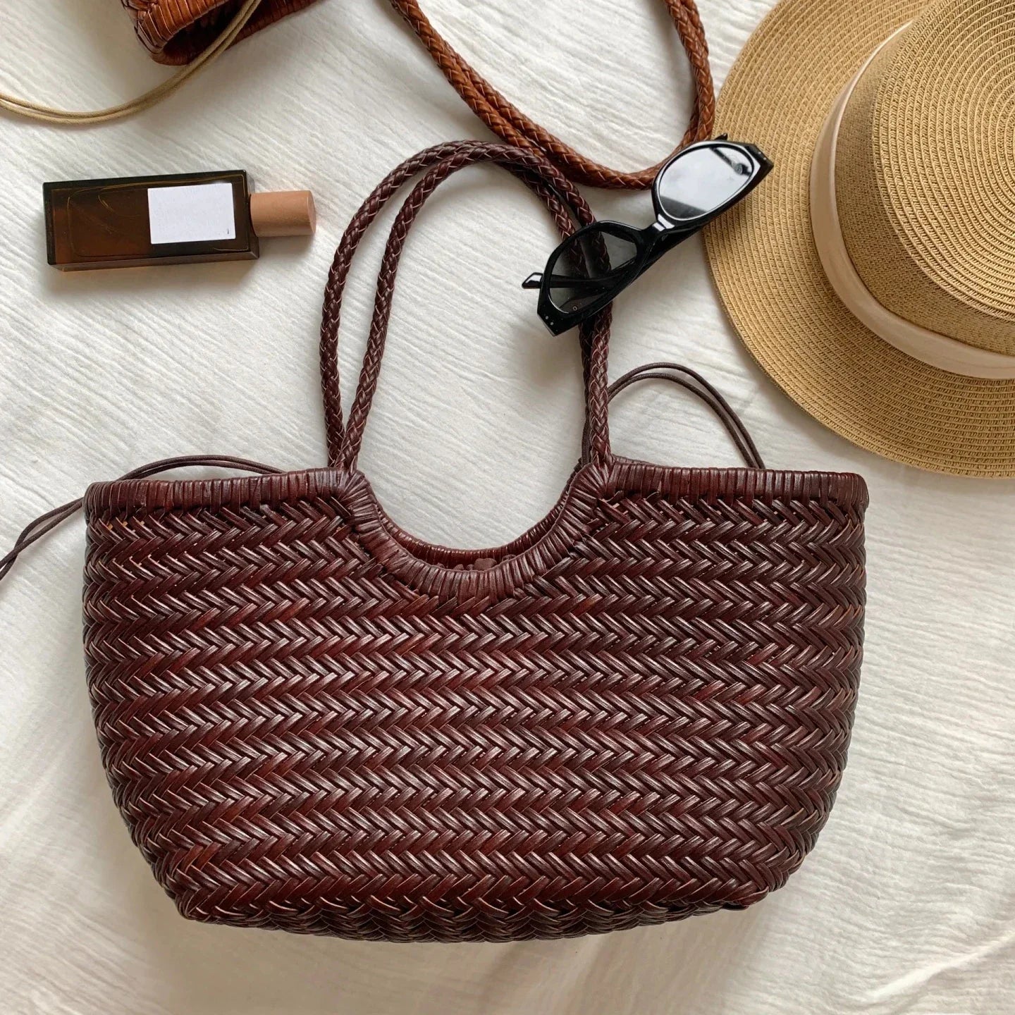 Olyviae - Leather Woven Tote Bag