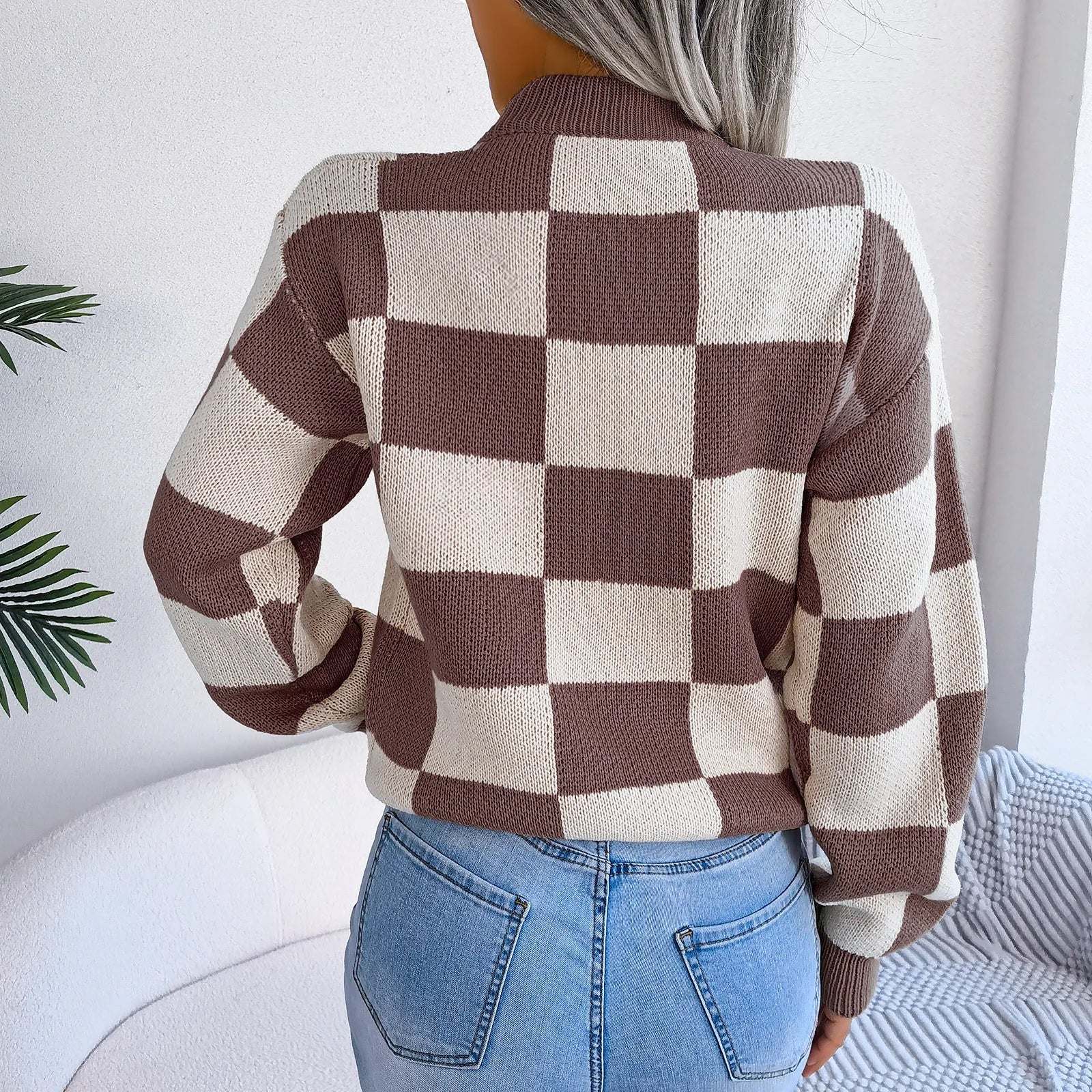 Orthea - Checkered Knit Sweater