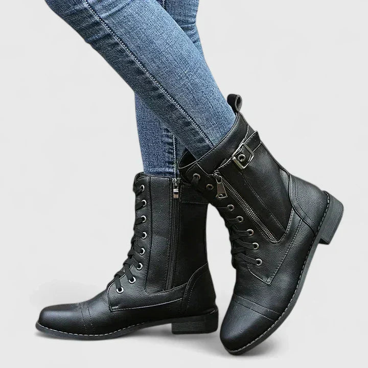 Fiona | Women Spring Lace-Up Side-Zip Ankle Boots