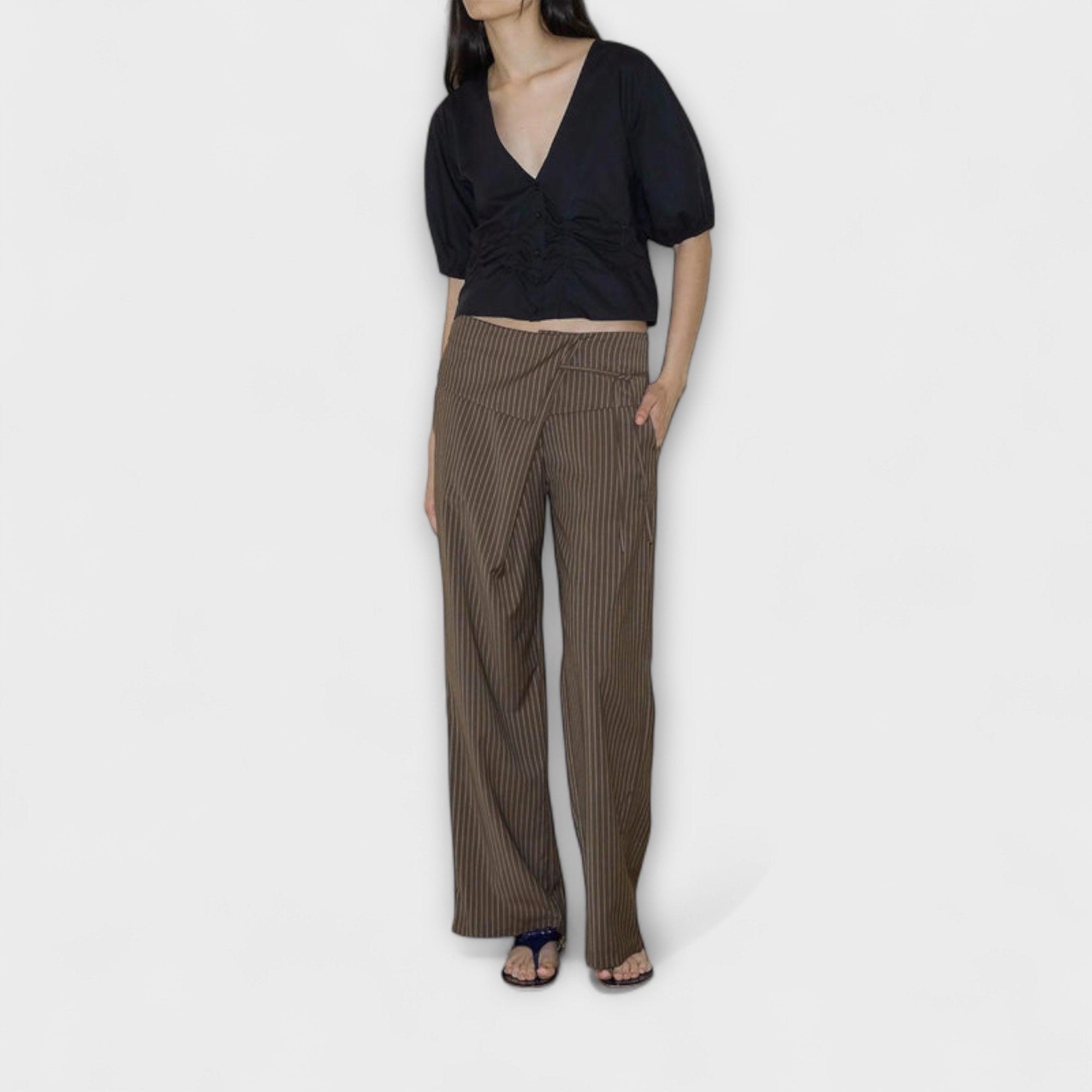 Julia - Foldable Striped Trousers