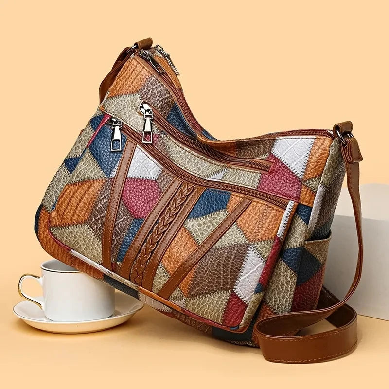 Norixa - Vegan Leather Patchwork Shoulder Bag