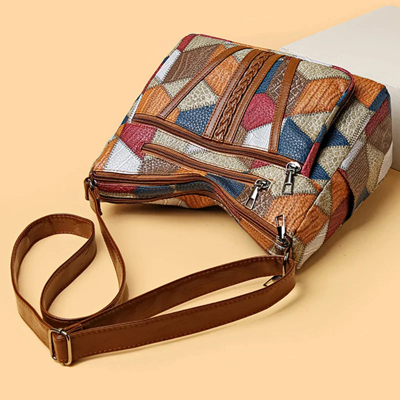 Norixa - Vegan Leather Patchwork Shoulder Bag