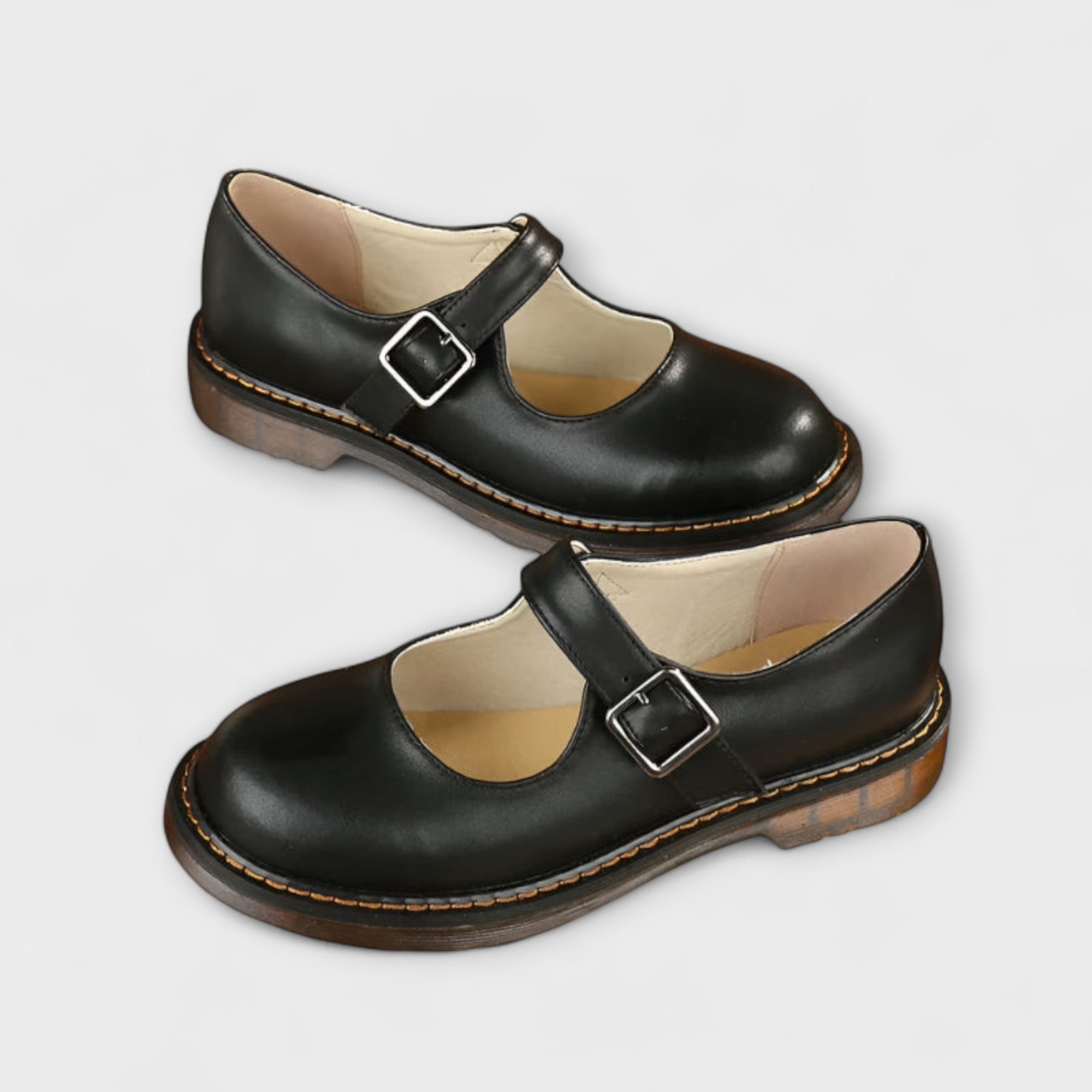 Women's Vintage Mary Jane Shoes – Classic Leather Shoes with Straps &amp; Comfort Sole