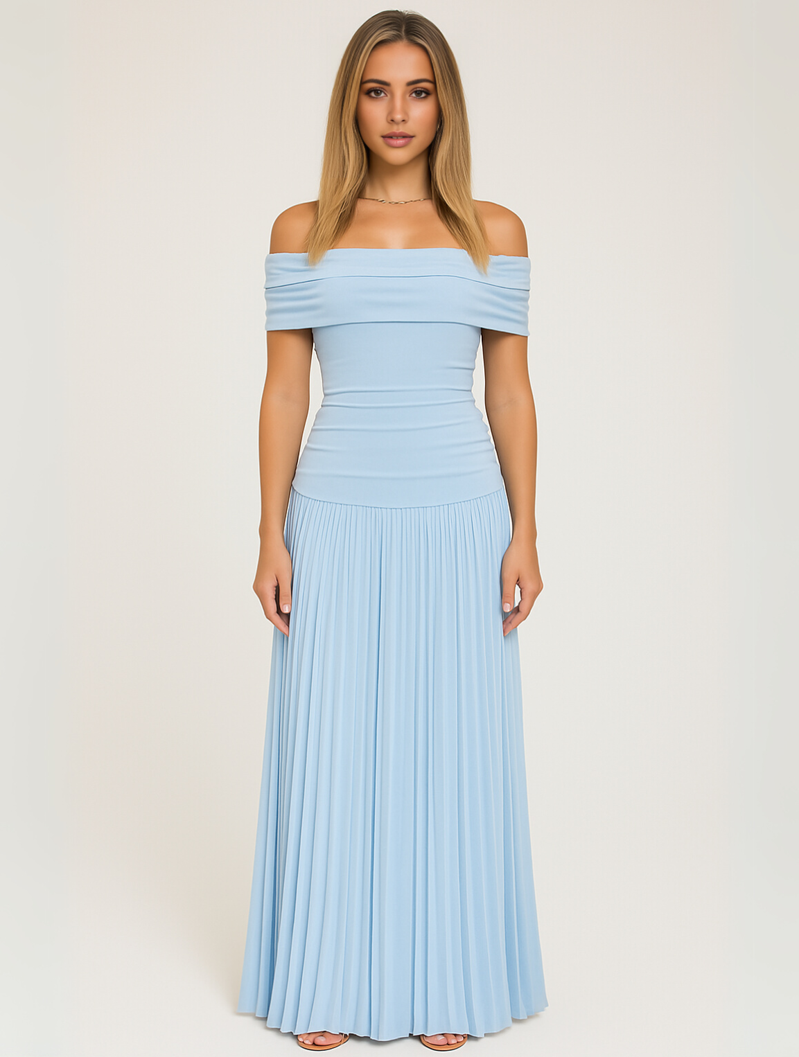 Isabel | Women Wedding Guest Pleated Maxi Dress