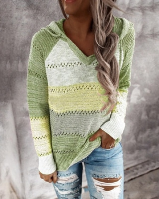 Quenelle - Striped Knit Hoodie