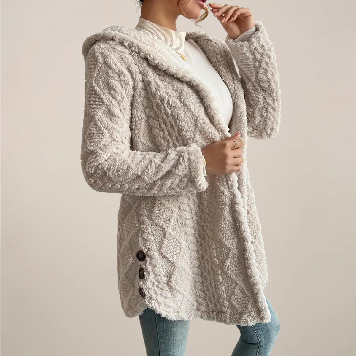Evelyn | Women Spring Hooded Textured Cardigan
