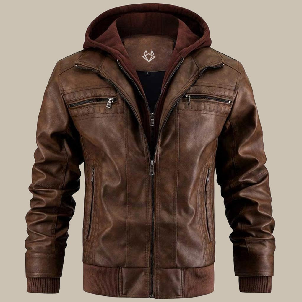 Jorvin - Vegan Leather Hooded Jacket