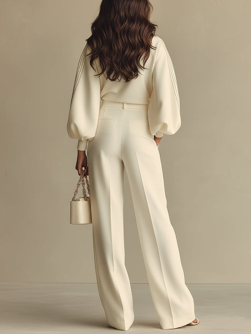 Selena – complete with wide-leg pants