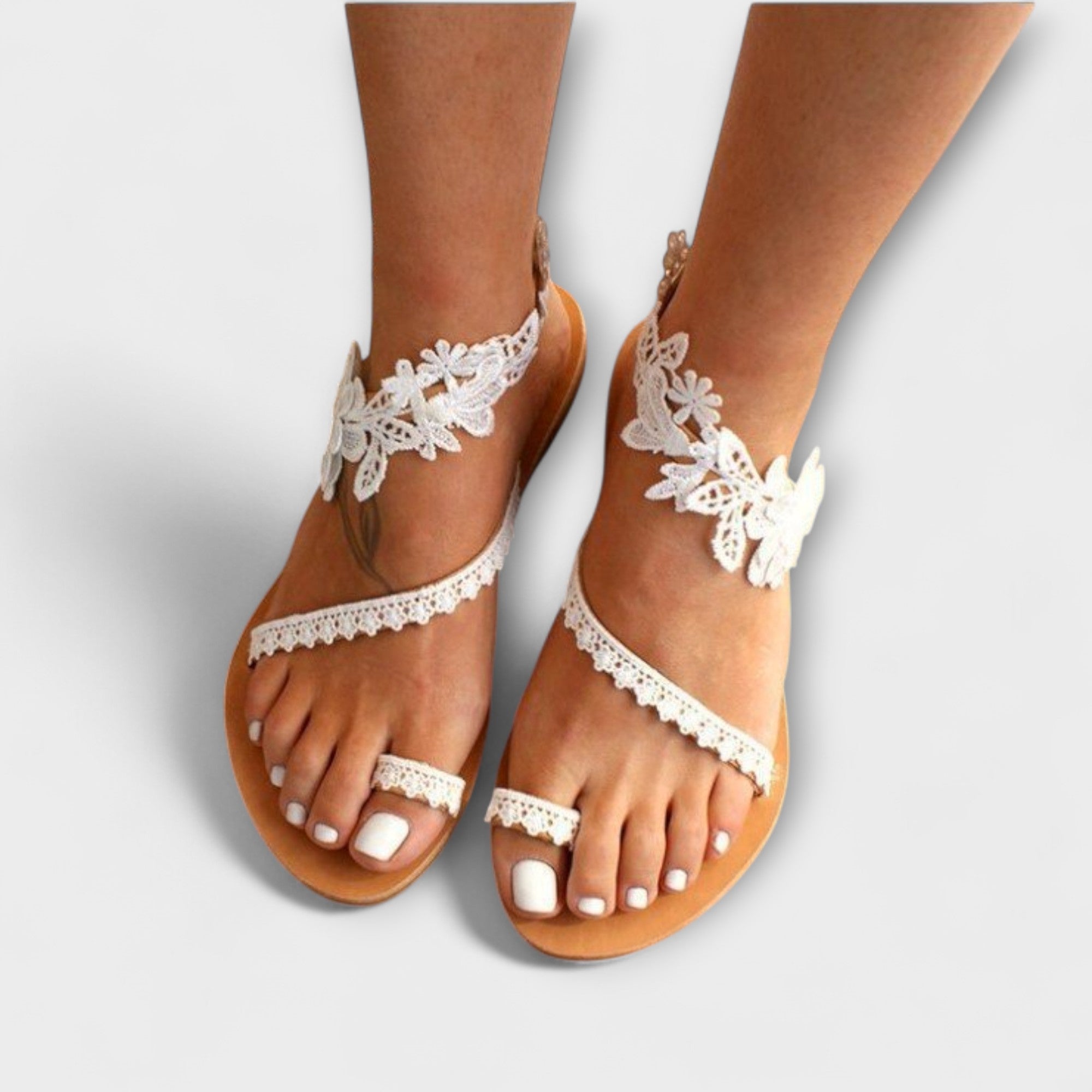 Boho - Comfortable sandals with flowers &amp; ankle strap