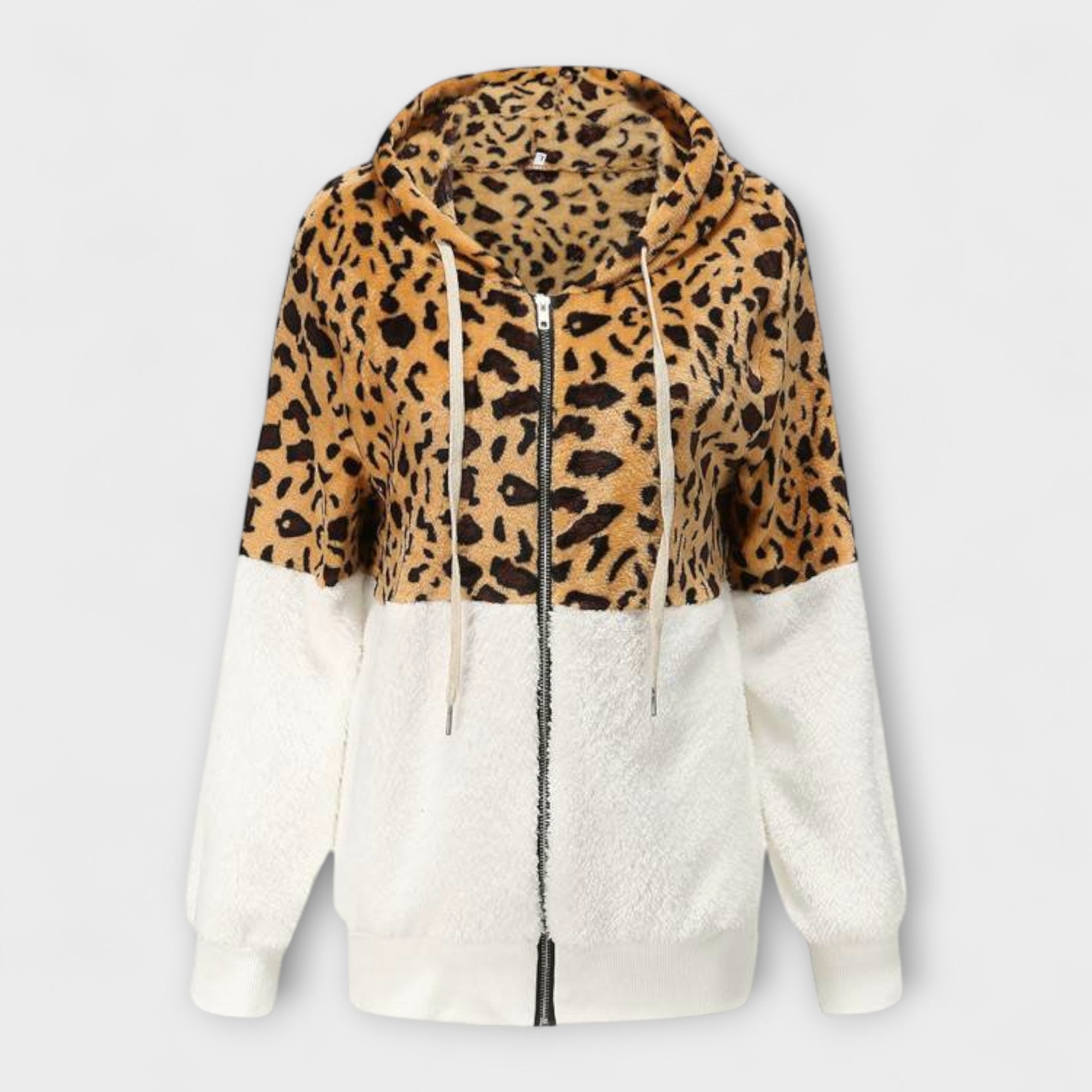 Lea - Fleece hoodie with leopard print design
