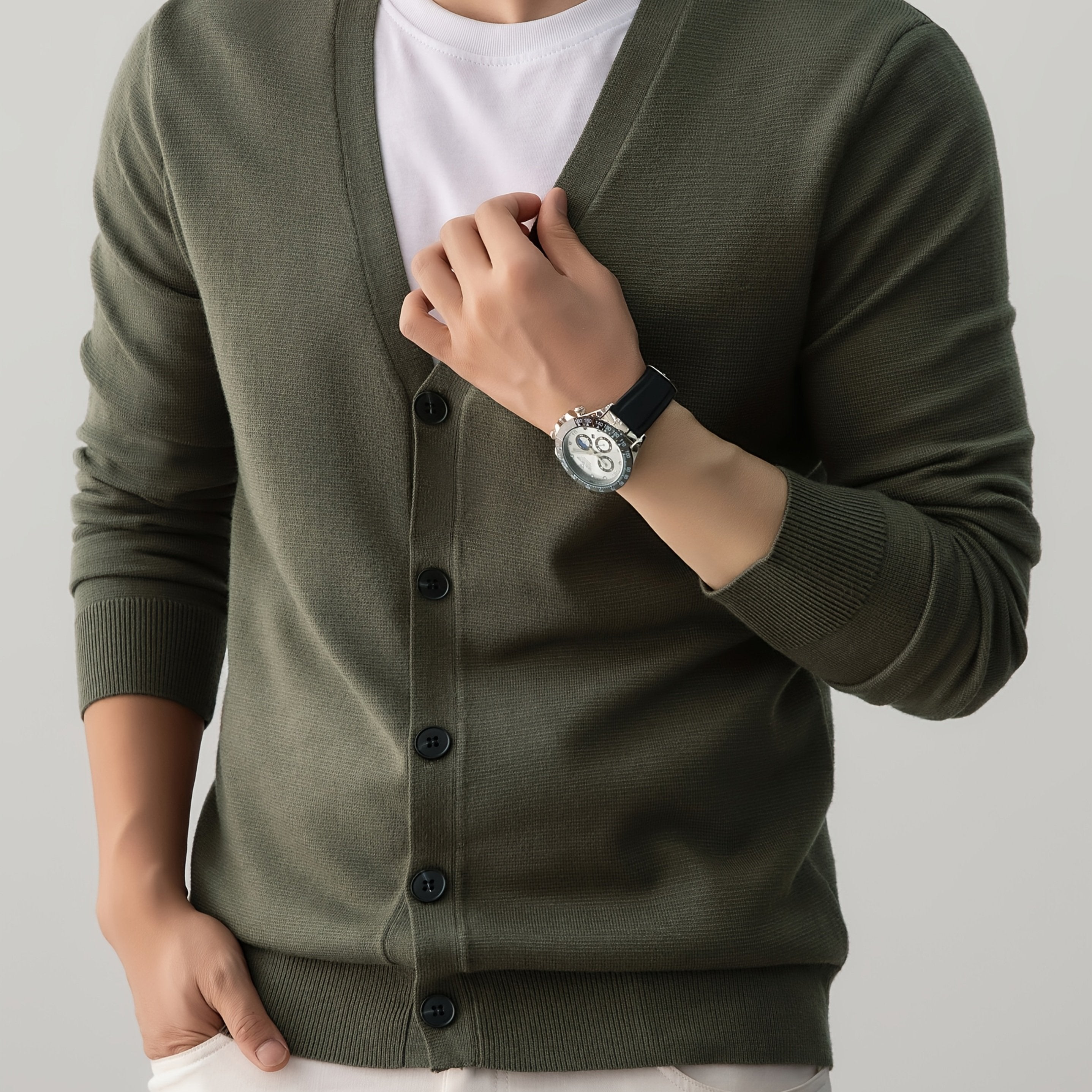 ARTHUR | CLASSIC V-NECK BUTTON-FRONT KNIT CARDIGAN