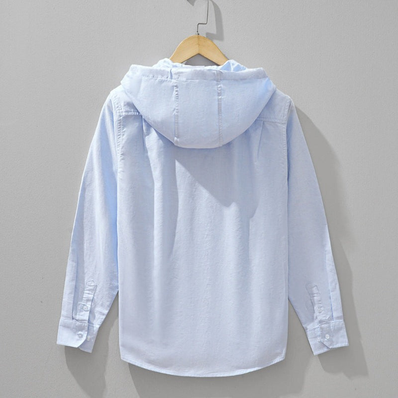 Clásica Camisa para Hombre Con-Capucha Con-Cremallera Manga-Larga