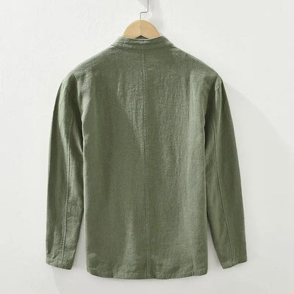 Clásica Camisa para Hombre Cuello-Alto Con-Botones Manga-Larga