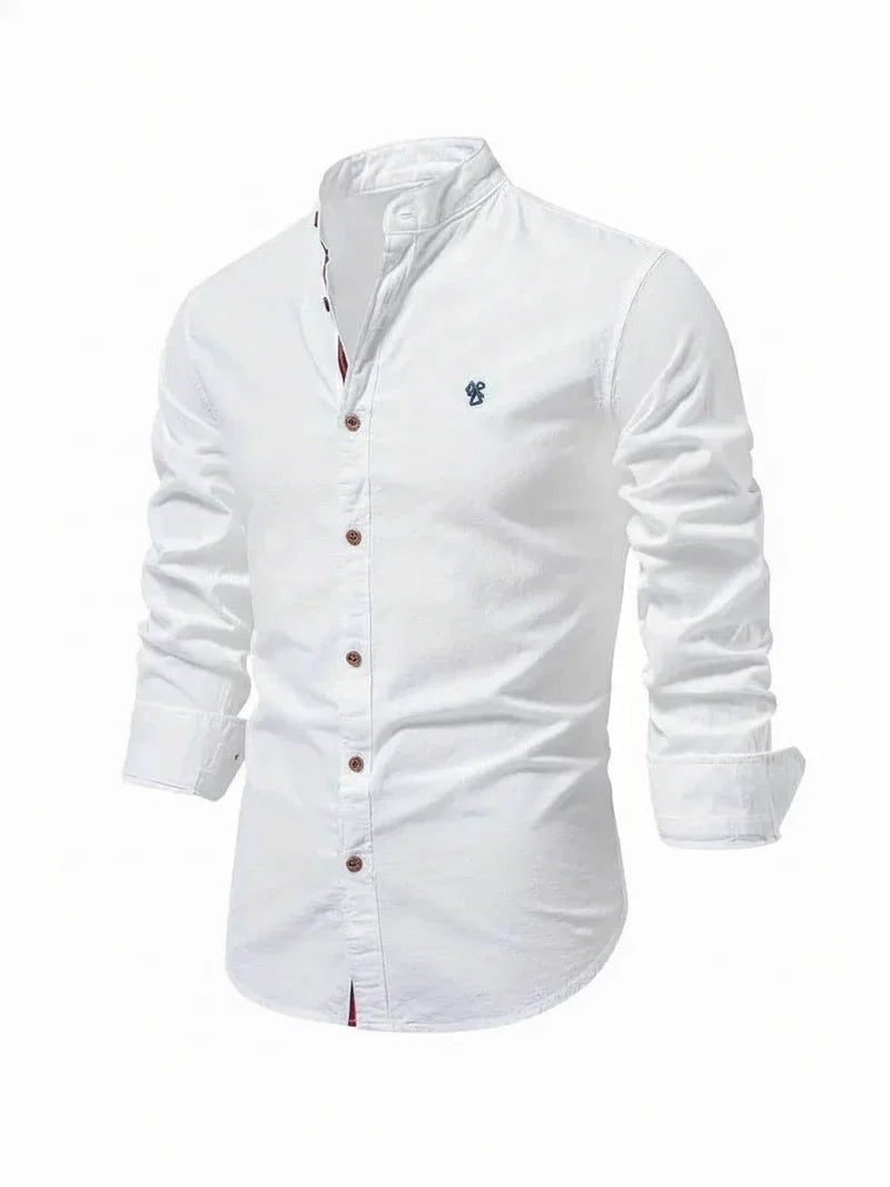 Clásica Camisa para Hombre Cuello-Mao Con-Botones Entallada