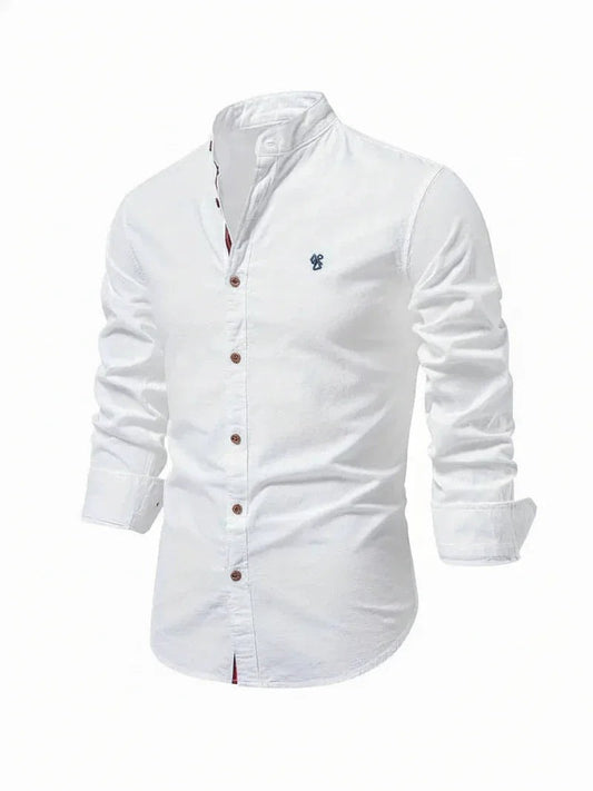 Clásica Camisa para Hombre Cuello-Mao Con-Botones Entallada