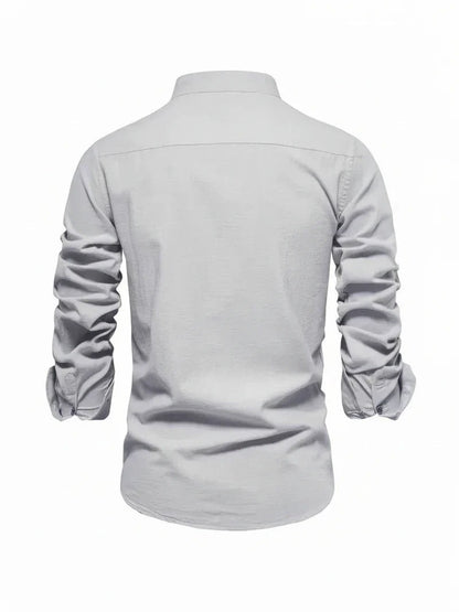 Clásica Camisa para Hombre Cuello-Mao Con-Botones Entallada