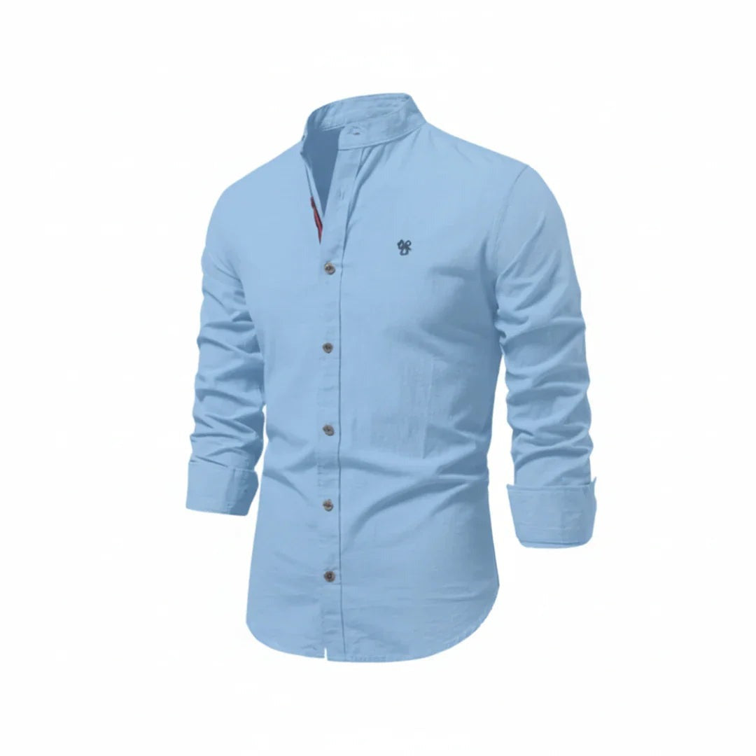 Clásica Camisa para Hombre Cuello-Mao Con-Botones Entallada