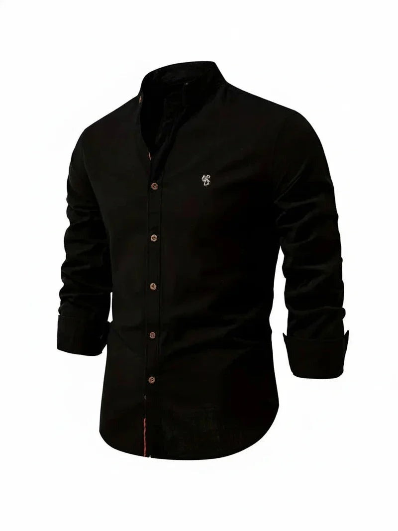 Clásica Camisa para Hombre Cuello-Mao Con-Botones Entallada