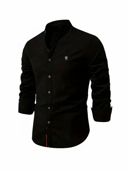 Clásica Camisa para Hombre Cuello-Mao Con-Botones Entallada