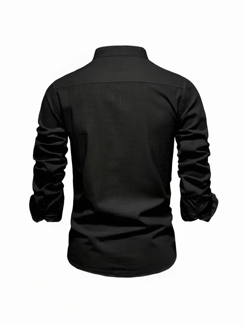 Clásica Camisa para Hombre Cuello-Mao Con-Botones Entallada