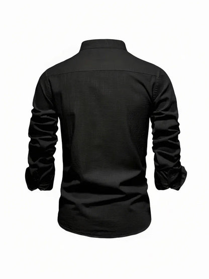 Clásica Camisa para Hombre Cuello-Mao Con-Botones Entallada