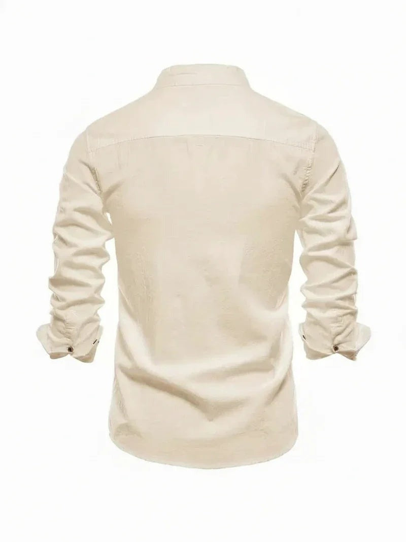 Clásica Camisa para Hombre Cuello-Mao Con-Botones Entallada
